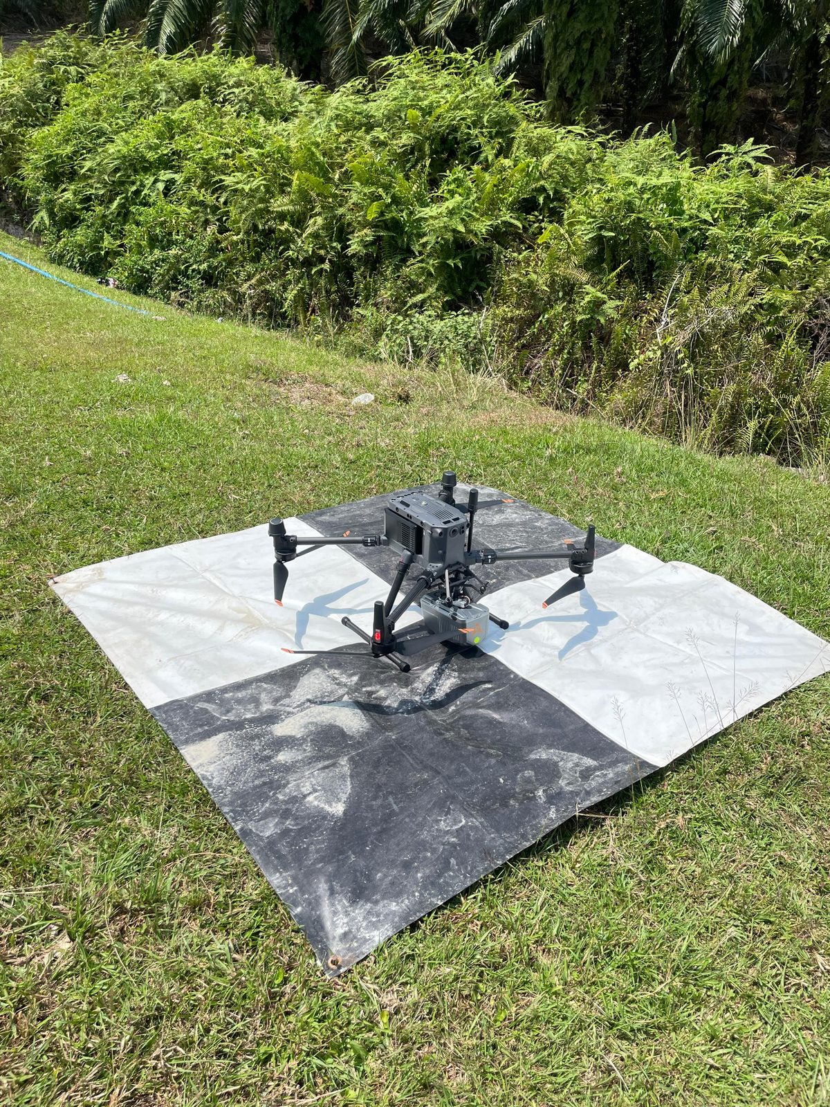 UAV staged on a ground-control target