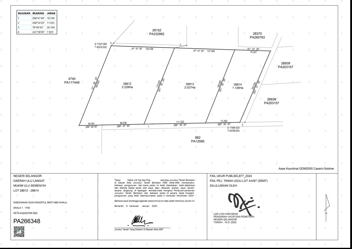 Certified plan — subdivision into building lots