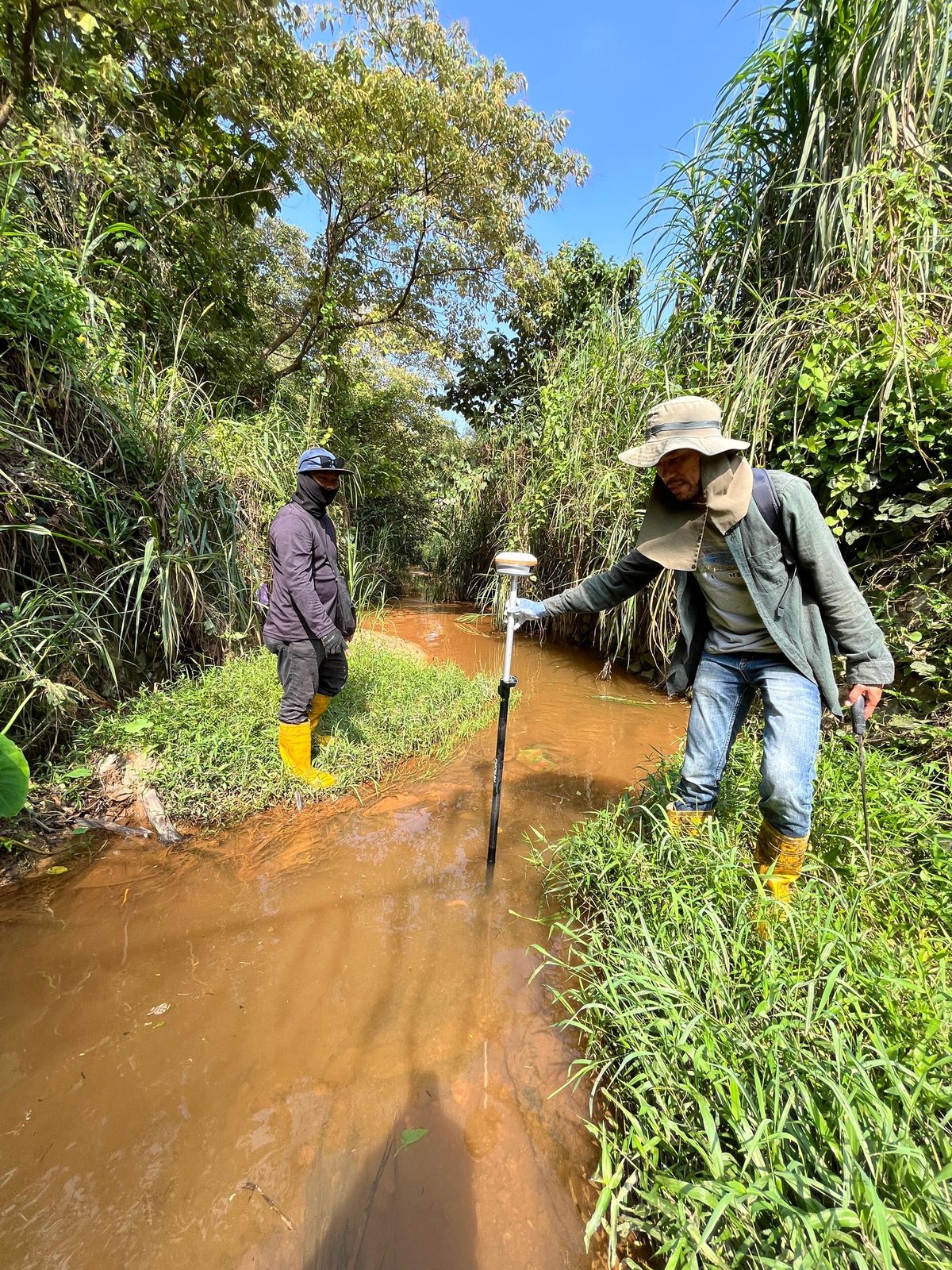 GNSS observation across a drainage line