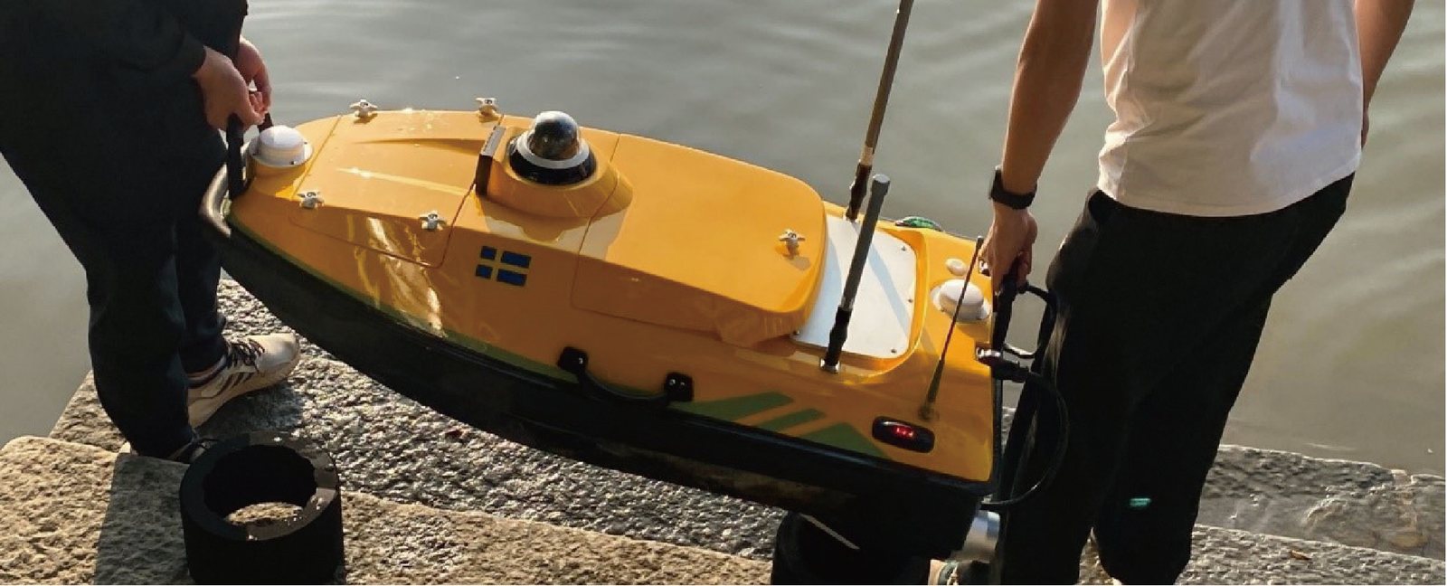 Launching the unmanned survey vessel (USV)