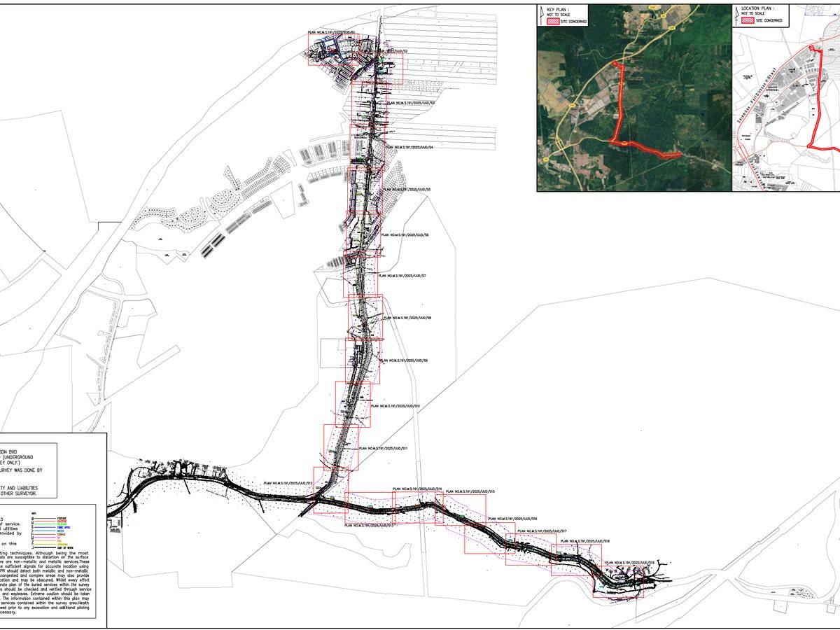 Utility mapping along a pipeline corridor (extract)