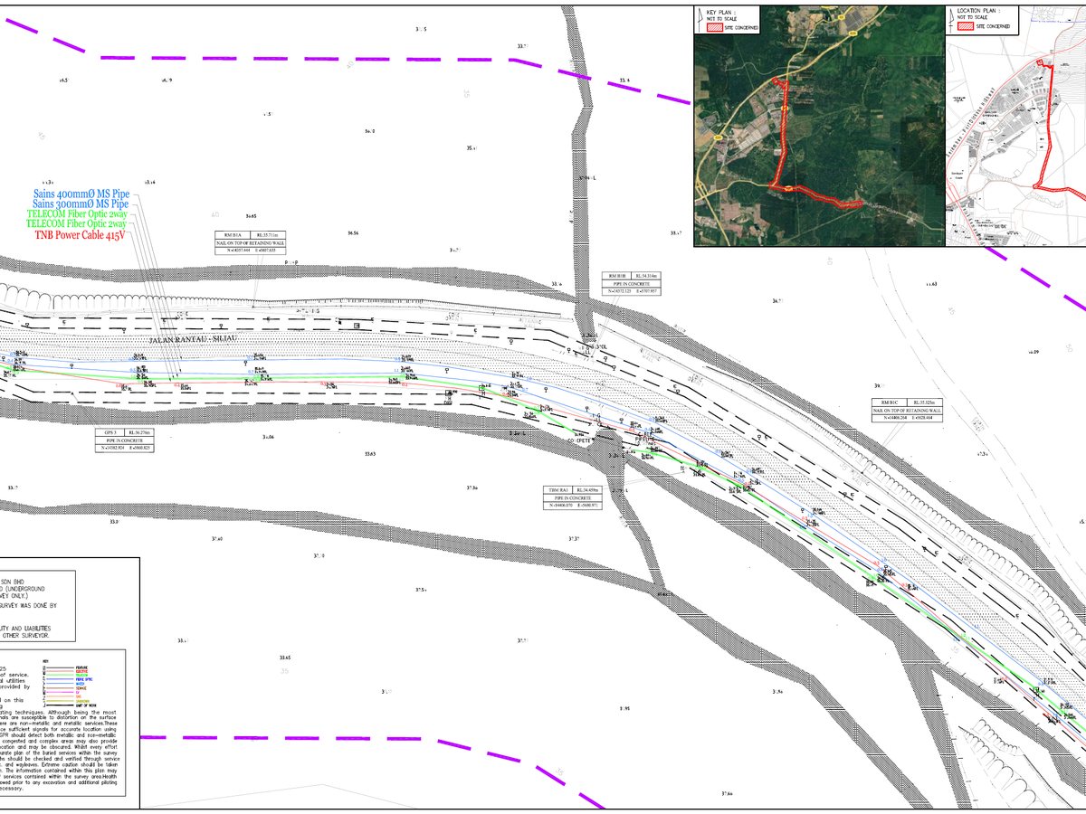 Utility mapping along a road corridor (extract)